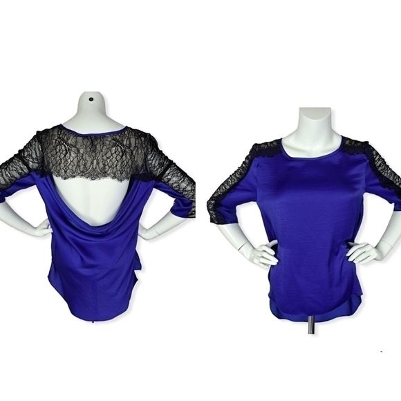 BCBGMAXAZRIA Blue Royal lace Top - Picture 1 of 12